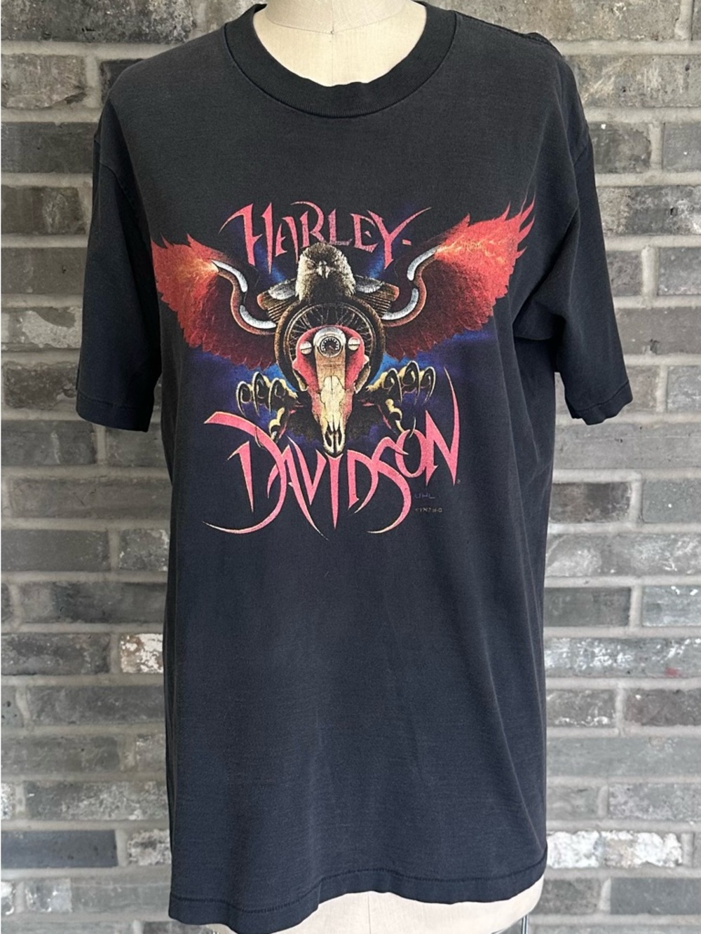 Vintage 90s Harley Davidson Las Vegas Eagle Skull Single Stitch USA T Shirt M
